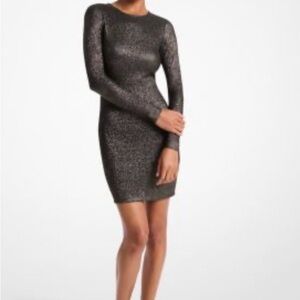 Michael Kors Shimmering Black Long Sleeve Dress